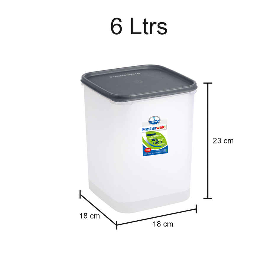 Joyo Fresherware Plastic Storage Container with Airtight Lid,Kitchen Organizers- 6 ltr-Assorted