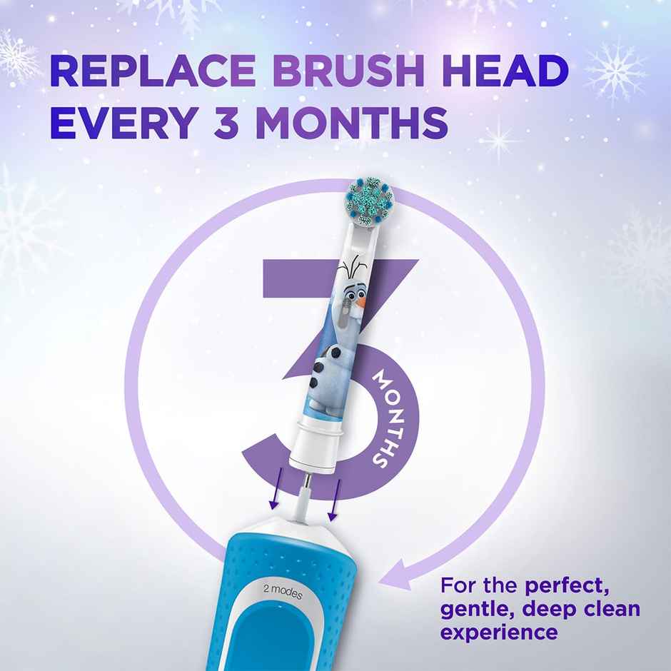 Oral B Kids Frozen Rechargeable Rotating Electric Toothbrush, 2 Brushing Modes (Daily & Sensitive)