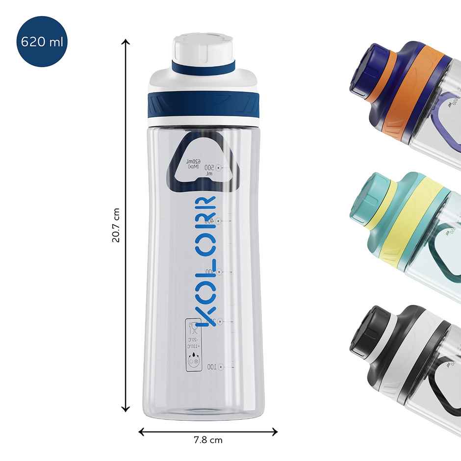 Kolorr Zest 620 ml Bottle | Blue & White | Ideal for Travel & Everyday Hydration