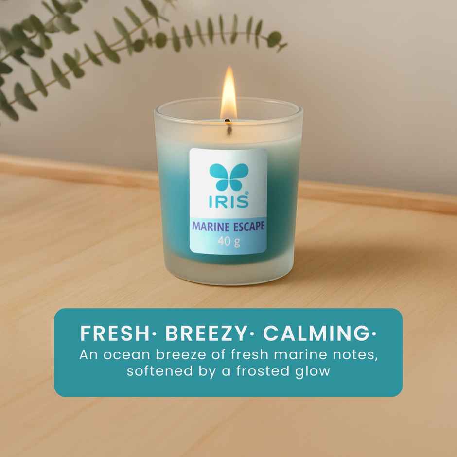 Frosted Shot Glass Scented Votive Candle | Marine Escape | 8 Hours Burn Time | Home Decor | IRIS