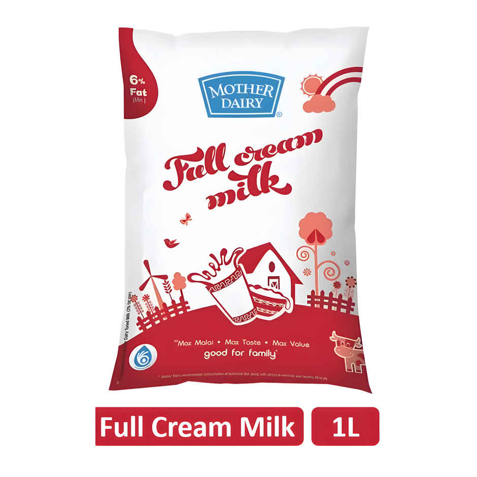 Mother Dairy Full Cream Fresh Milk | Pouch