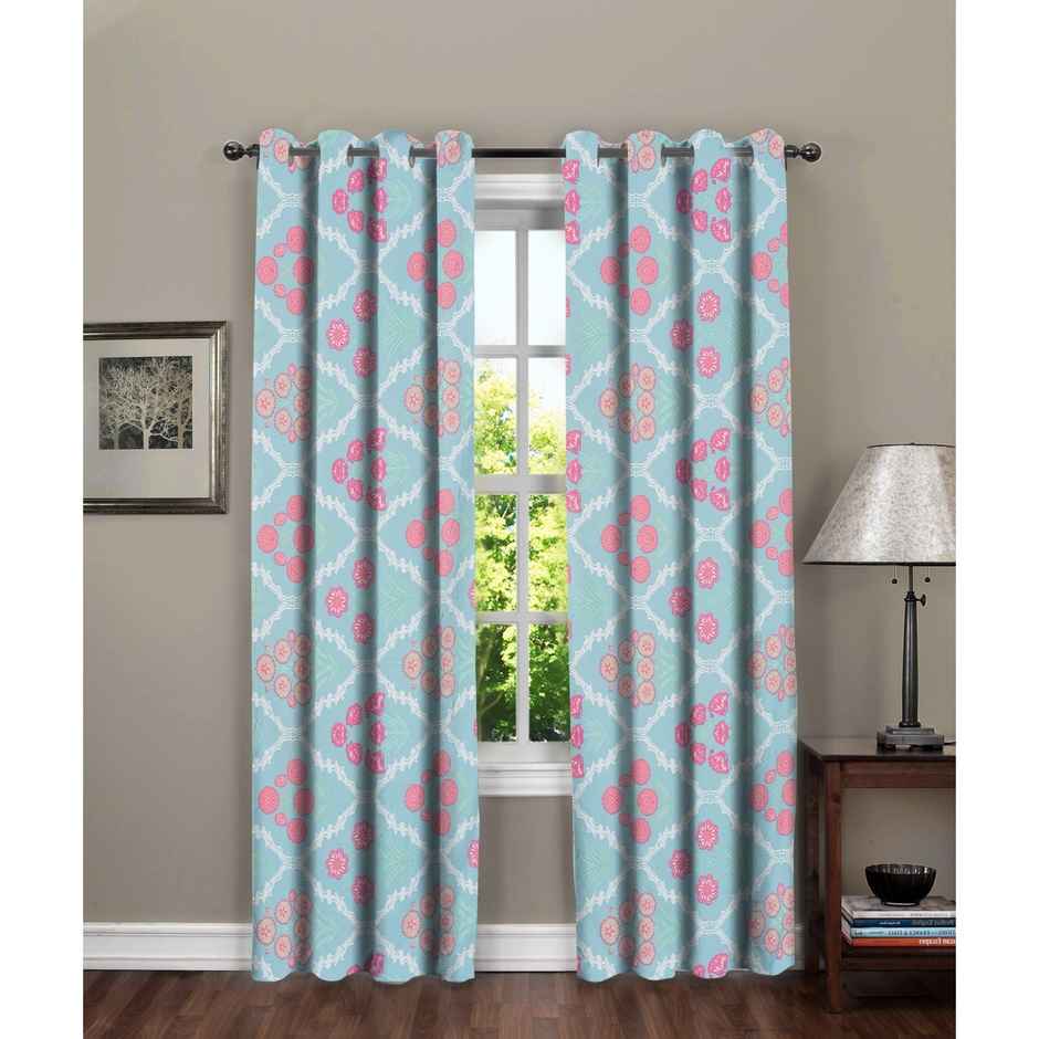 BAY6 Polyester Long Door Curtains - Set of 2 - (8x4 ft) - Green