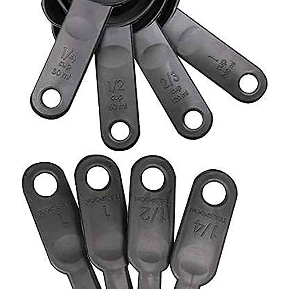 YouBee Plastic Measuring Spoon and Cup Set | 8 Pcs | Black