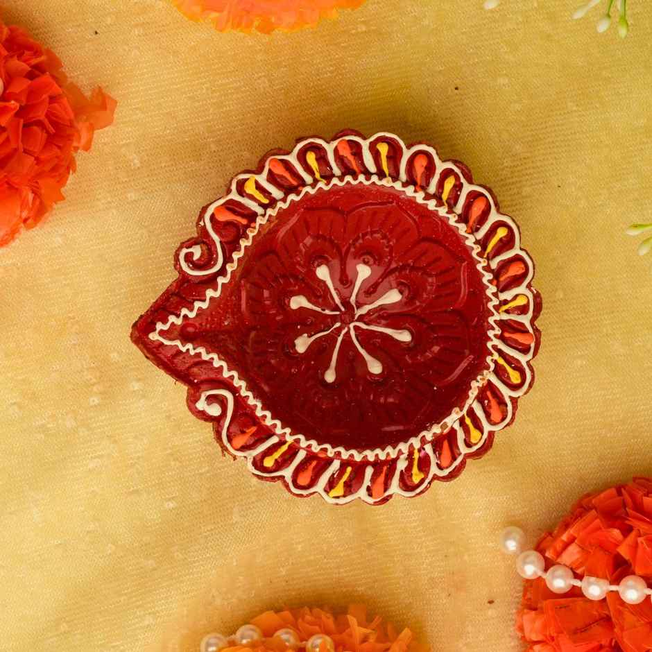 Decorative Clay Diya Carnation | Pack of 6 | Designer Diya | Shruti Creations