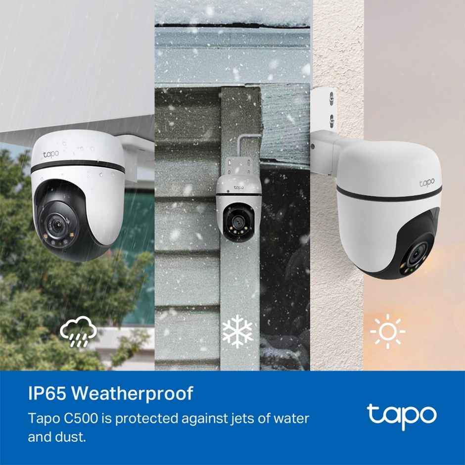 TP-Link Tapo C500 Outdoor Pan/Tilt Home Security WiFi Smart Camera | 2MP 1080p Full HD Live View | 360Degree  Visual Coverage | Night Vision | Support Alexa and Google Assistant | 2-Way Audio - White