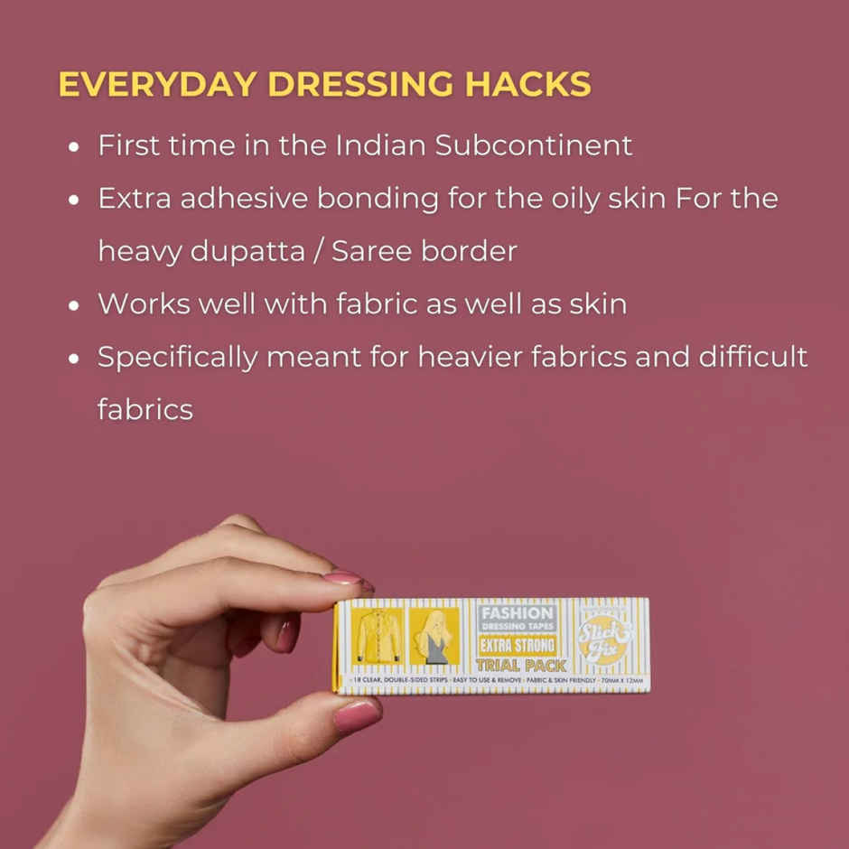 Slickfix Extra Strong Fashion Dressing Tape Invisible Double-Sided Body Tape Fabric & Skin Friendly (Pack Of 36)