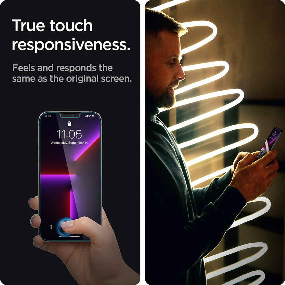 Spigen Ez Fit Tempered Glass Screen Protector Guard For Iphone 14 Plus / 13 Pro Max Smartphone- 2 Pc