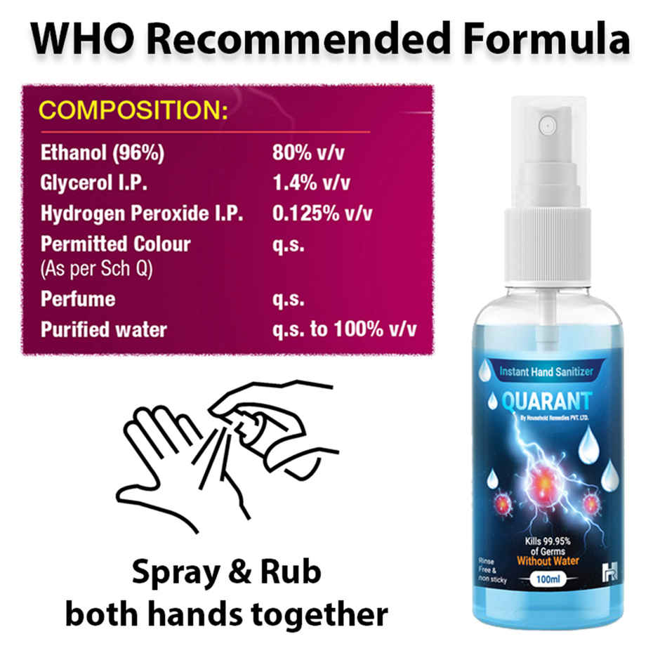 Quarant 80% Alcohol Based Instant Hand Sanitizer Spray