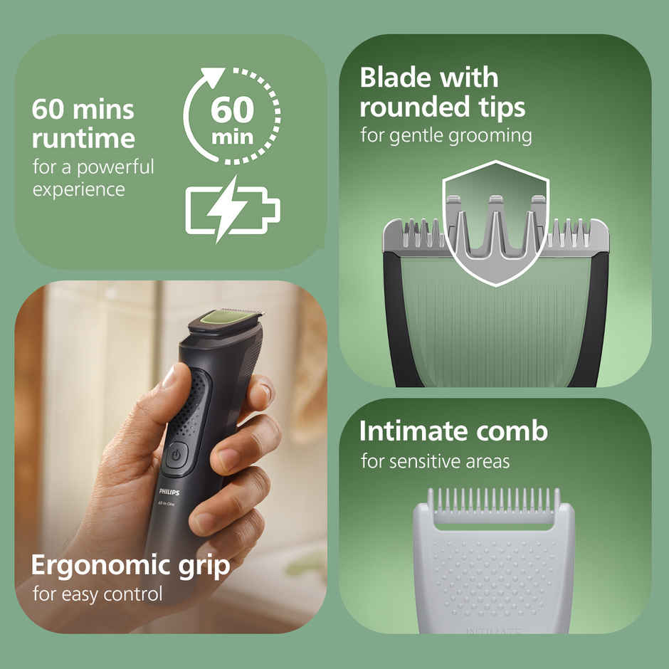 Philips MG3917/15 All-in-One Grooming Kit with 8 Attachments for Face, Hair & Body
