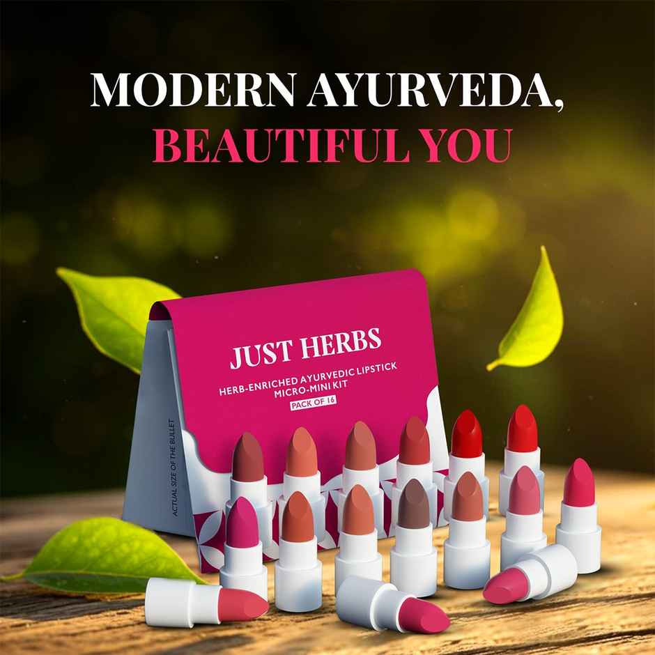 Just Herbs Ayurvedic Lipstick Micro-Mini Trial Kit | Multicolor