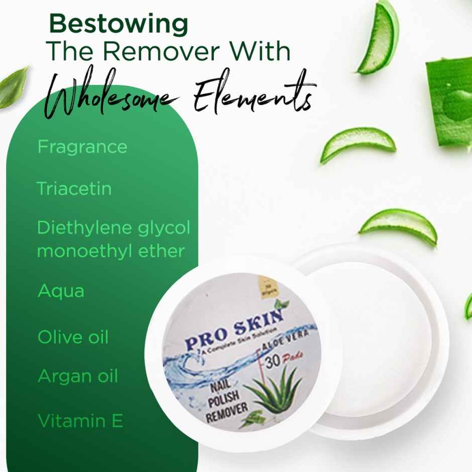 Pro Skin Nail Polish Remover Wipes - Aloevera, 30 wipes