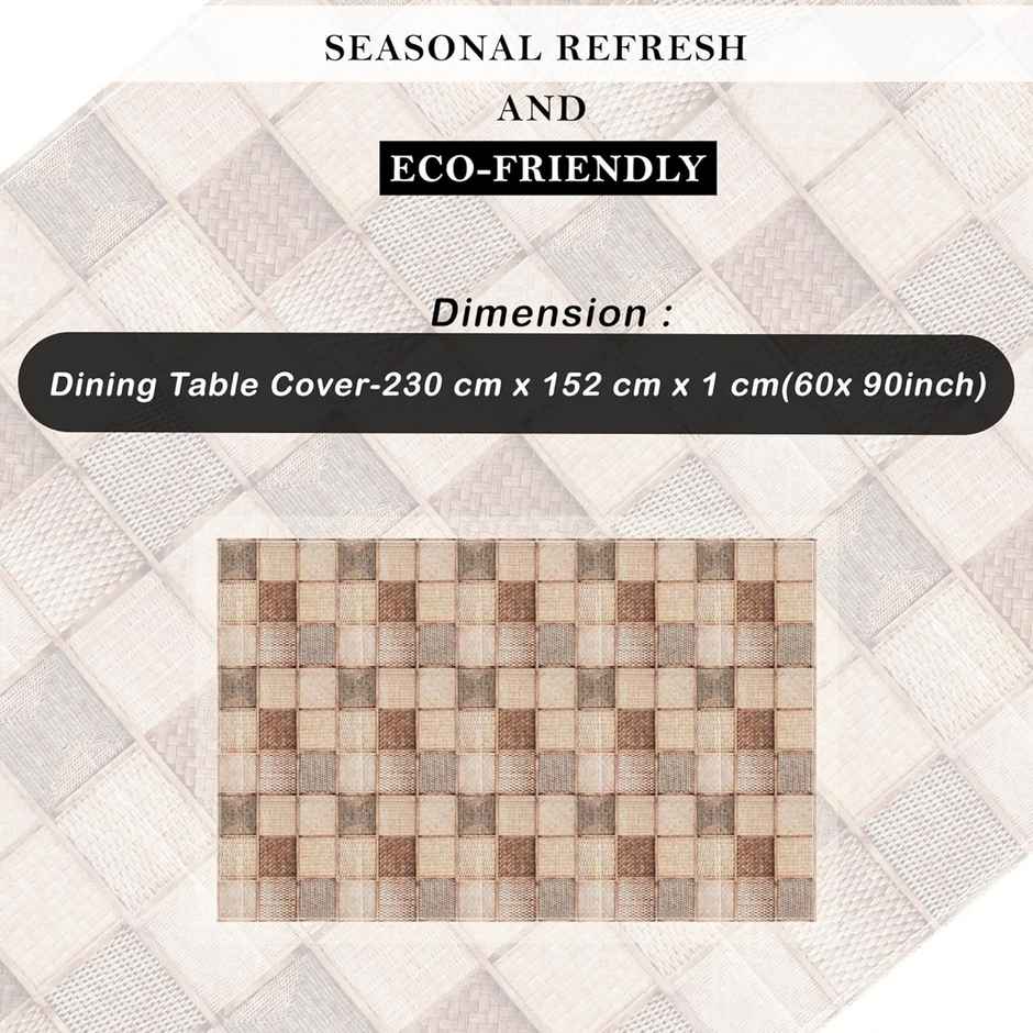 Kuber Industries PVC Waterproof Chatai 6 Seater Dining Table Cover | 60x90 Inch | Brown