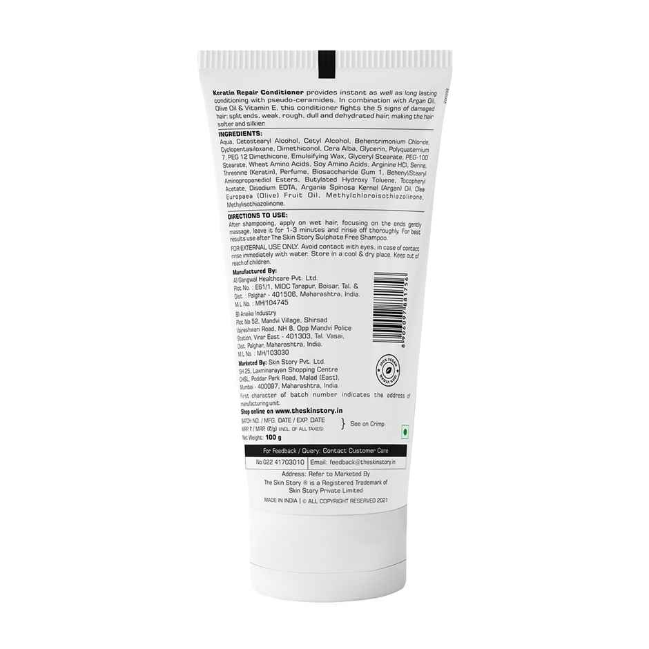 The Skin Story Keratin Conditioner For Coloured Treated Hair Repairs Damage & Frizz Sulphate Free