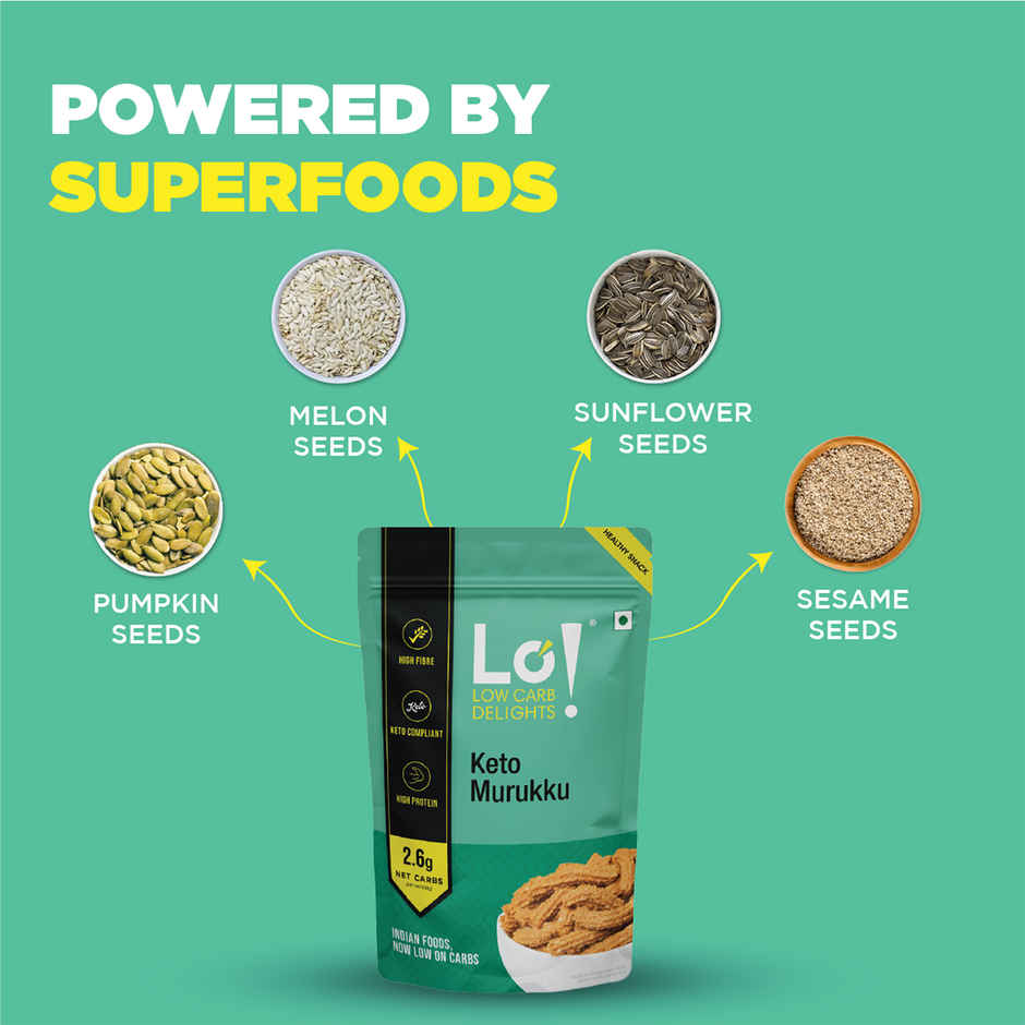 Lo Foods Keto Murukku |No Palm Oil Chakli, Low Carb Diet Healthy Snacks