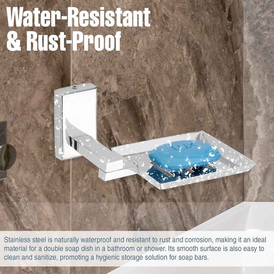 GLOXY Stainless Steel Soap Holder for Bathroom Wall Mounted Soap Dish Stand for Home Kitchen SS304