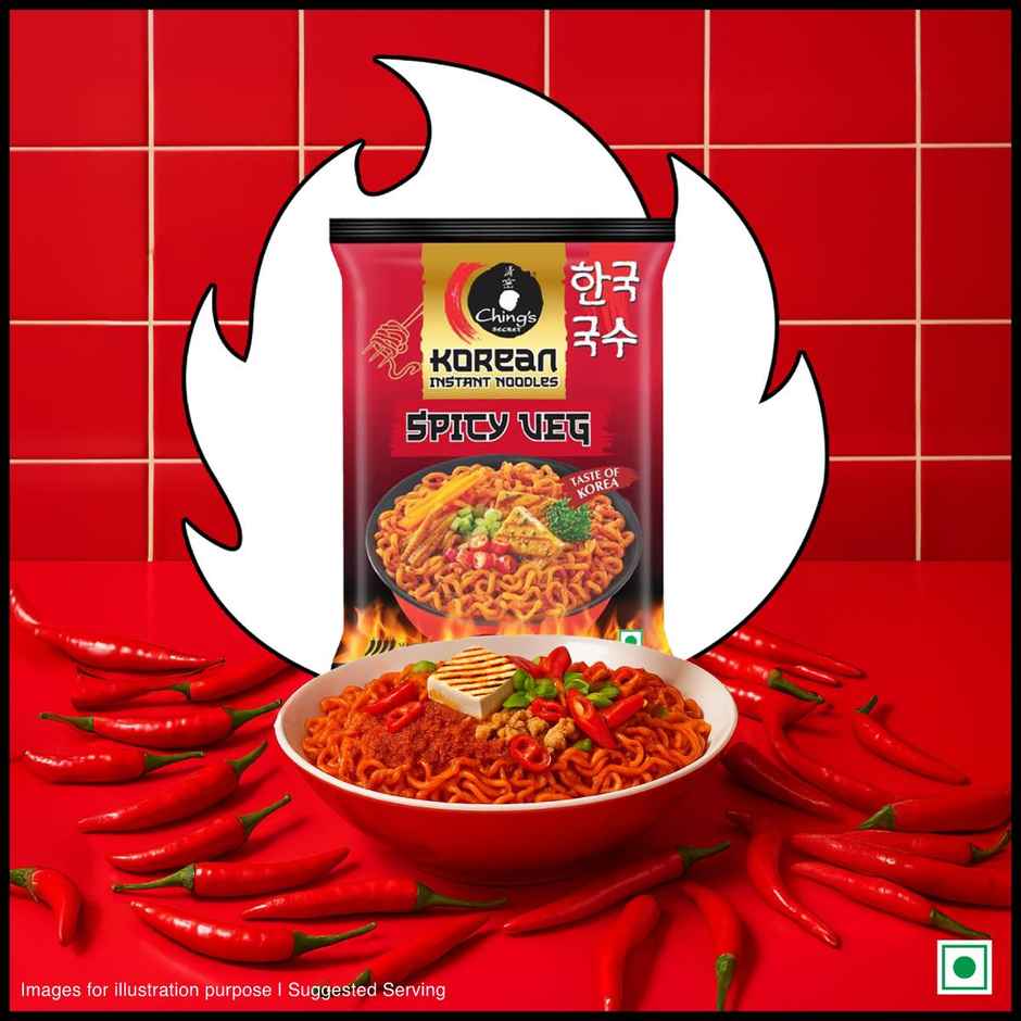 Ching's Korean Spicy Veg Instant Noodles, Veg, It's Hot, It's Spicy, It's Ching's