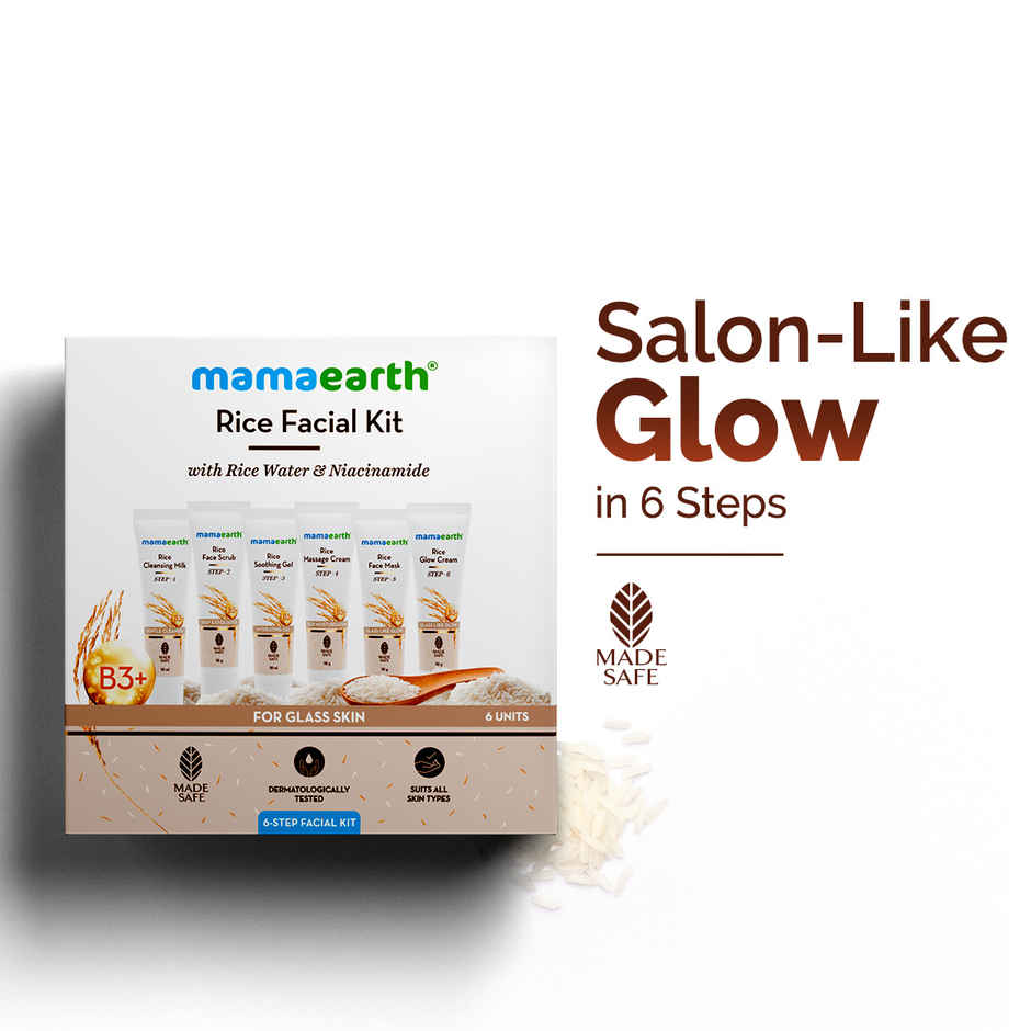 Mamaearth Rice Facial Kit With Rice Water & Niacinamide For Glass Skin