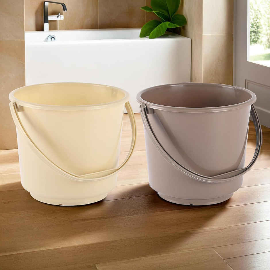 Kuber Industries Plastic Bucket for Cleaning & Storage|Plain Bucket|5 L|Pack of 2|Multi