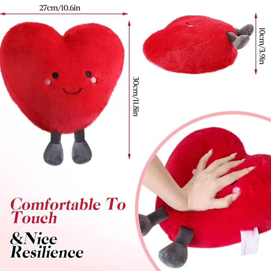 Fablue Red Love Heart Plush Huggable Romantic Pillow Soft Toy for Kids & Adults
