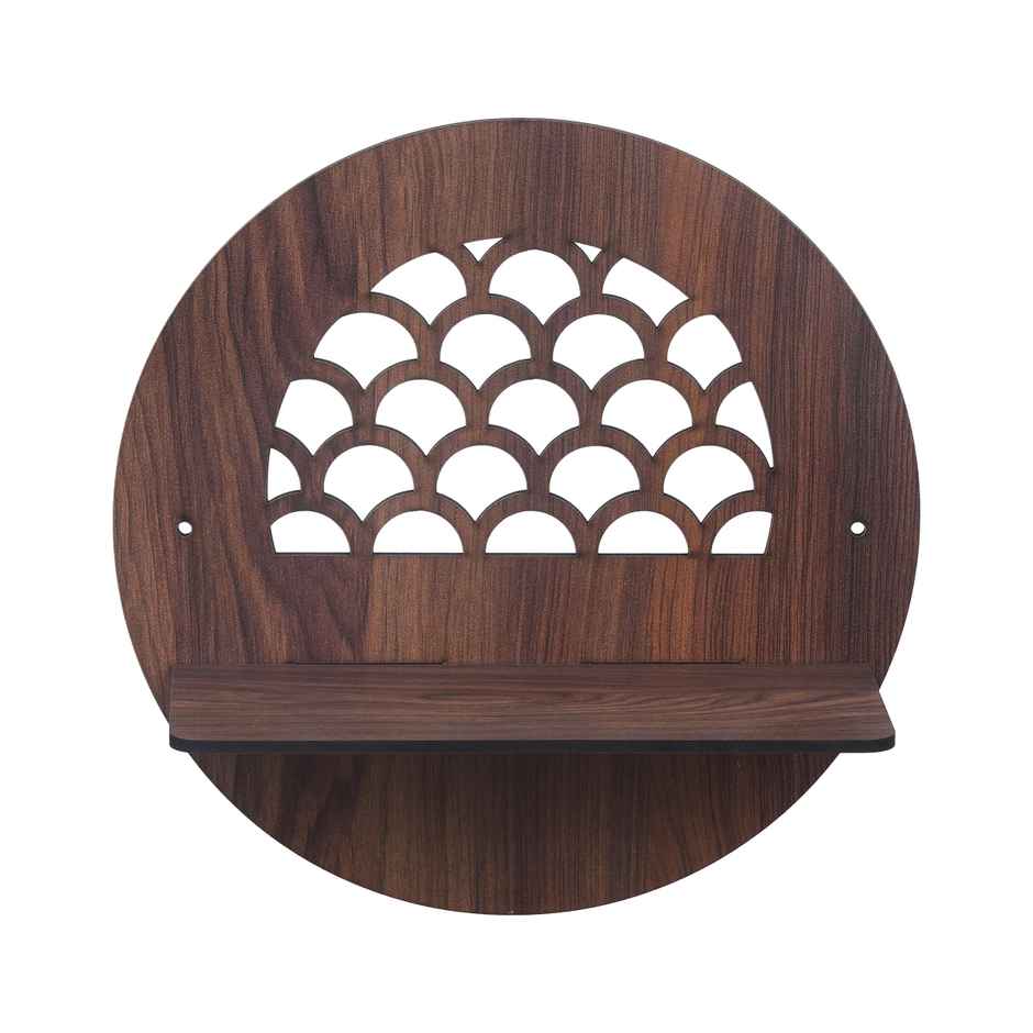 eCraftIndia Brown Round Shape Designer Wooden Wall Shelf