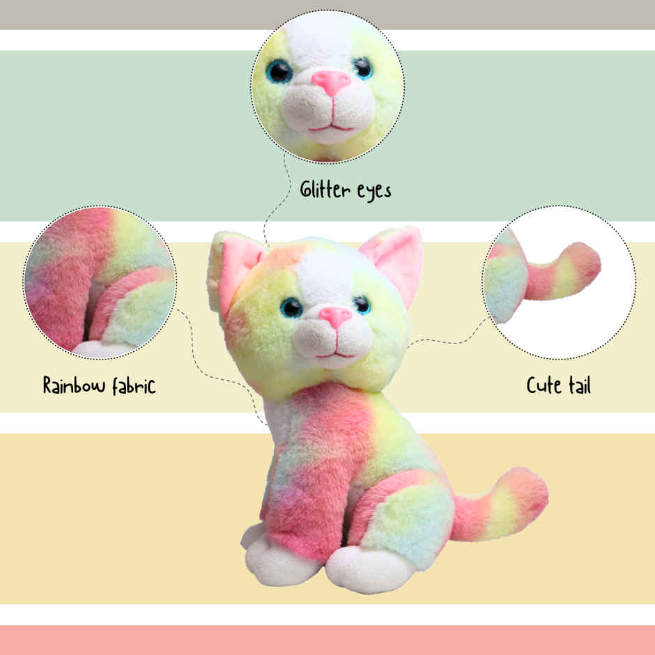 Toytales Cute Cat Soft Toy | Plushie Colorful Stuffed Animal | Toy For Kids