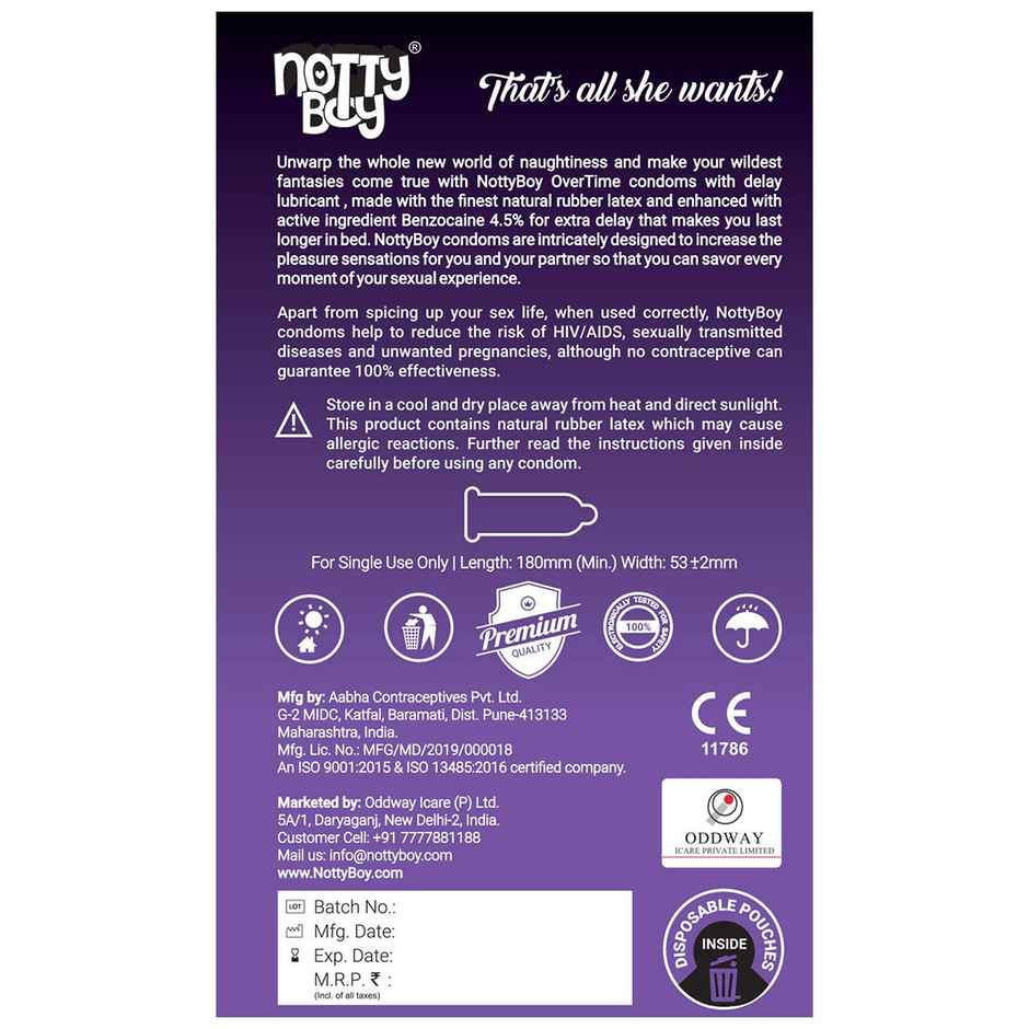 NottyBoy OverTime Extra Delay Condom | Comfortable & Reliable