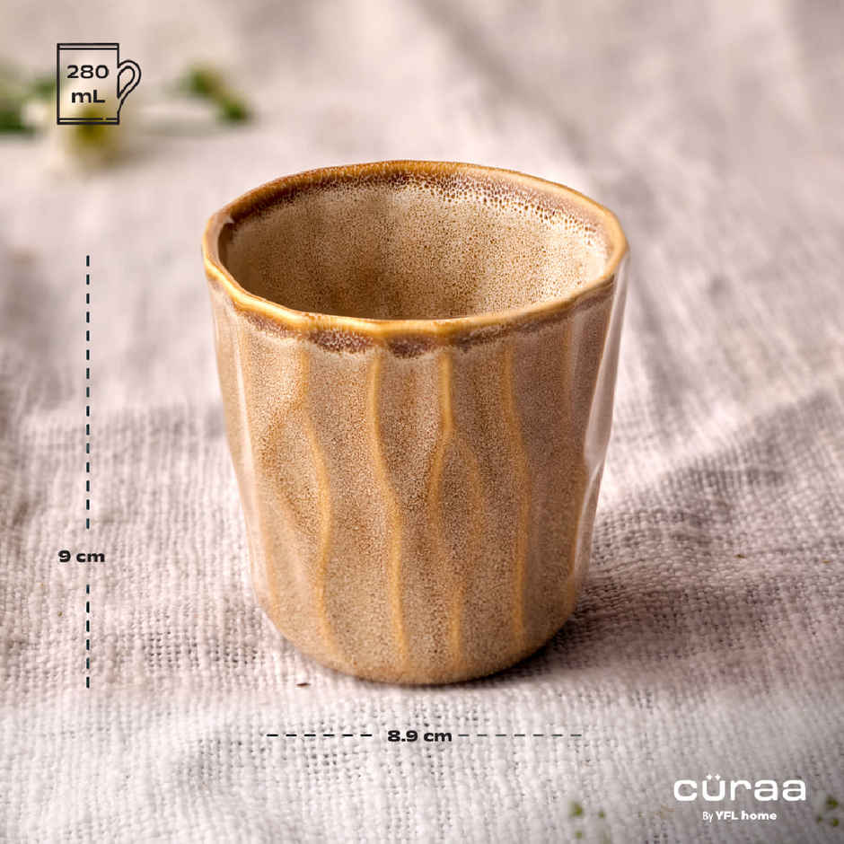 Curaa Rustic Ceramic Tumbler Set Of One For Office | Home-Travel-Gifting | Handcrafted - 280 ml