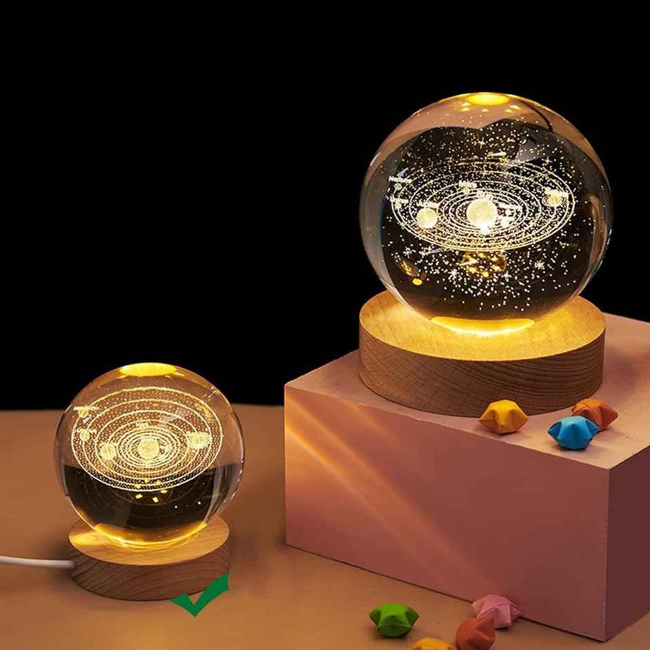 Desidiya Saturn 3D Crystal Ball Night Light - 2.4 Inch Led Glass Lamp,Home Decor