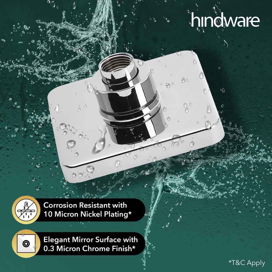 Hindware 100 mm ABS Easy Clean Rain Shower with 225 mm Arm - Square Head
