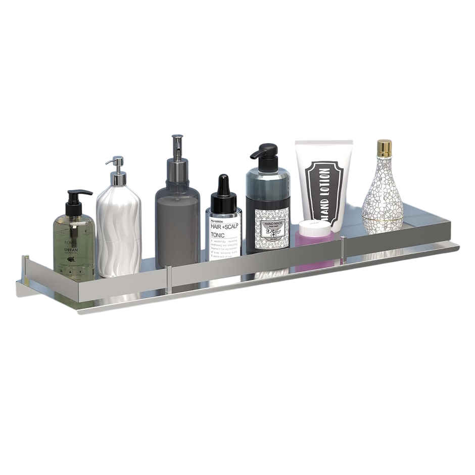 Kuber Industries 5x18 Inch Stainless Steel Wall Shelf | Kitchen Shelf for Toiletries | Silver