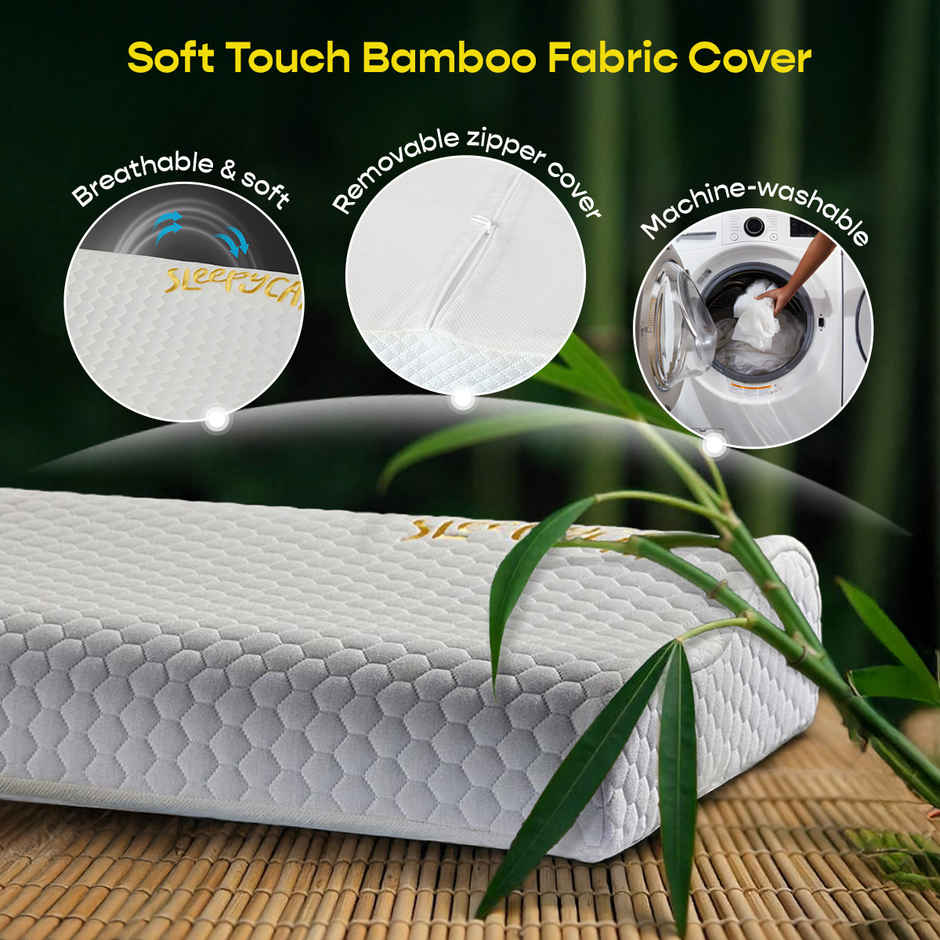 SleepyCat Contour Orthopedic Memory Foam Pillow Bamboo Fabric White (25 x 16 Inches)
