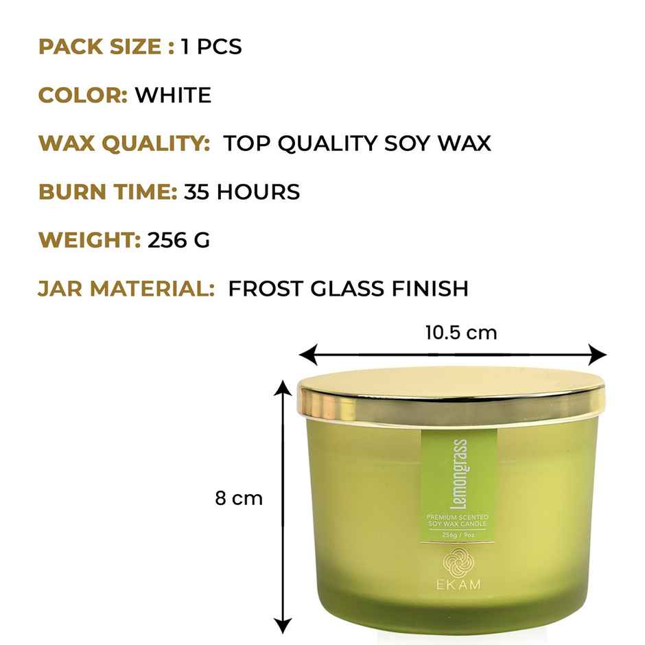 Ekam Lemongrass Scented 3 Wick Soy Candle