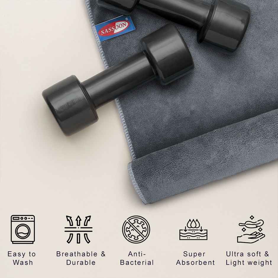 Sassoon Microfiber Gym-Sports Towel | Stromdust | 450 GSM | 40 x 60 cm | Pack of 2