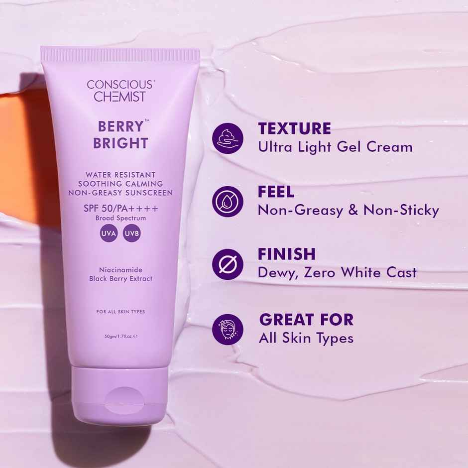 Conscious Chemist Berry Bright Water Resistant Non-Greasy Sunscreen SPF 50 PA++++