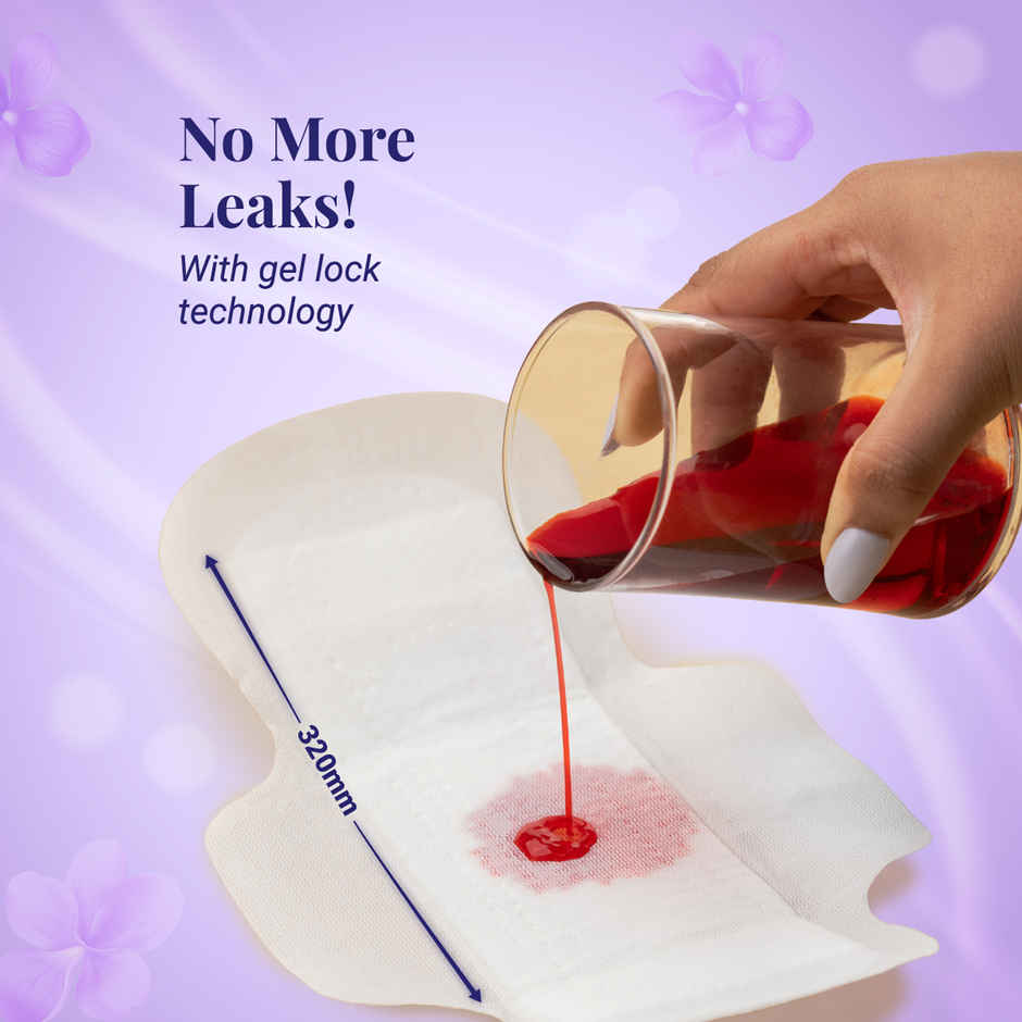 Niine Dry Comfort Ultra Thin XL+ Sanitary Pads| 320 mm and Wider Back | with Biodegradable Bags | 15 Pads 