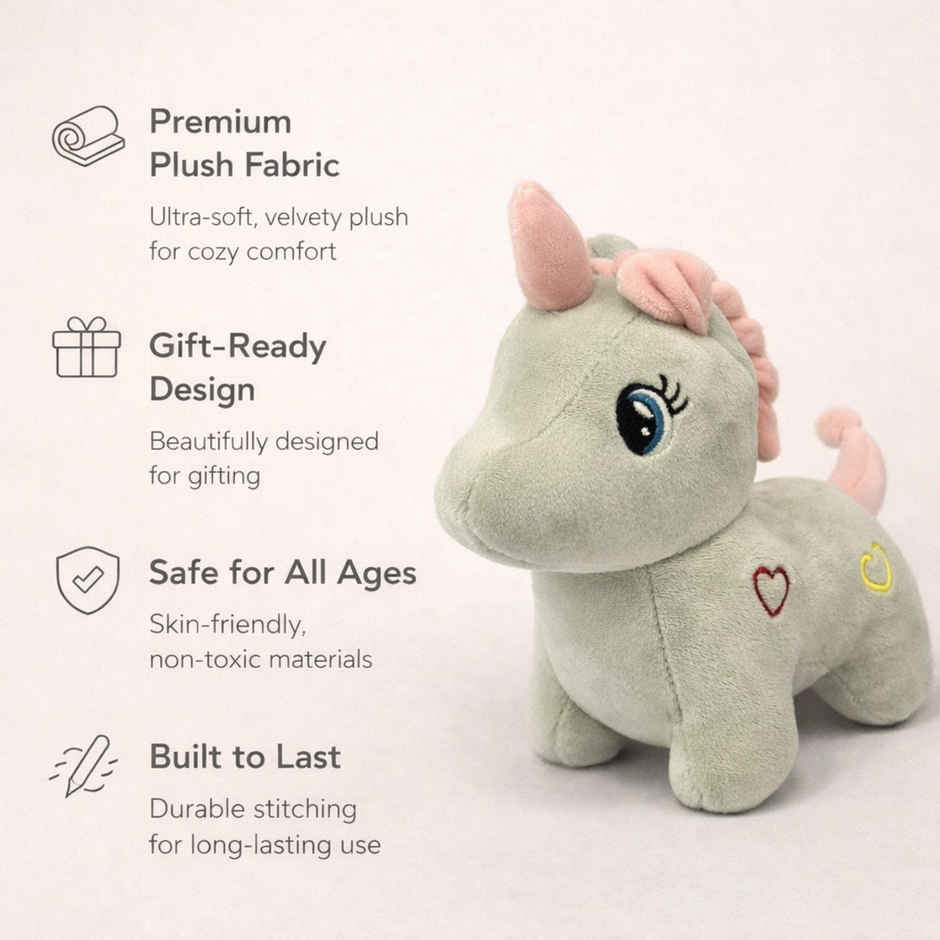 ZooWee Grey and Pink Small Unicorn Plush 17 cm