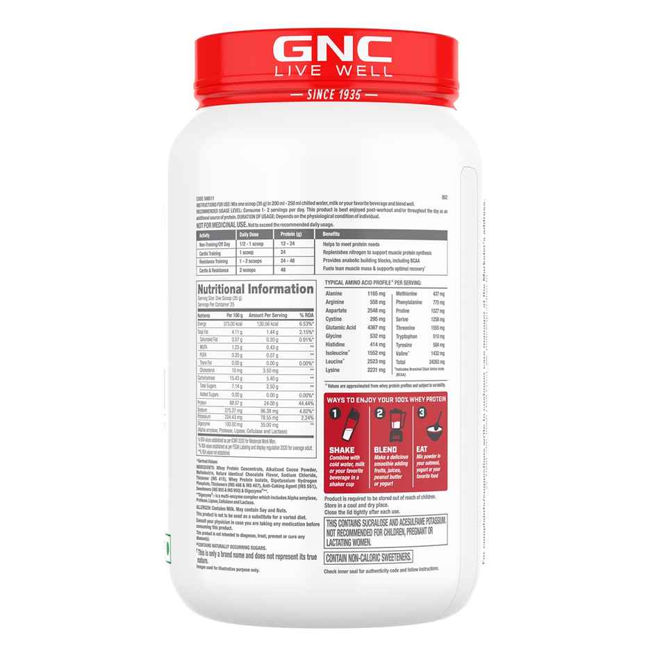GNC Pro Performance Whey Protein Powder Chocolate Fudge