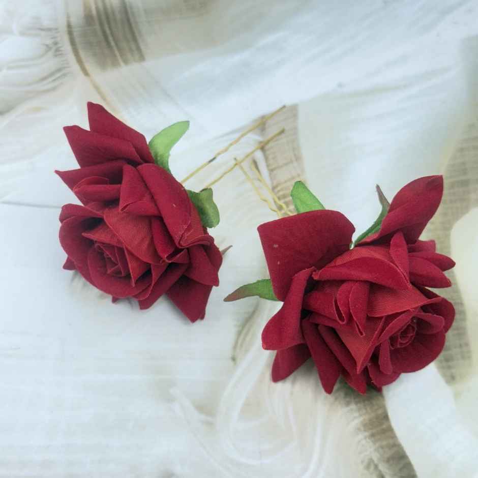 THE OPAL FACTORY Hair Accessories | Rose Flower Pin | Red