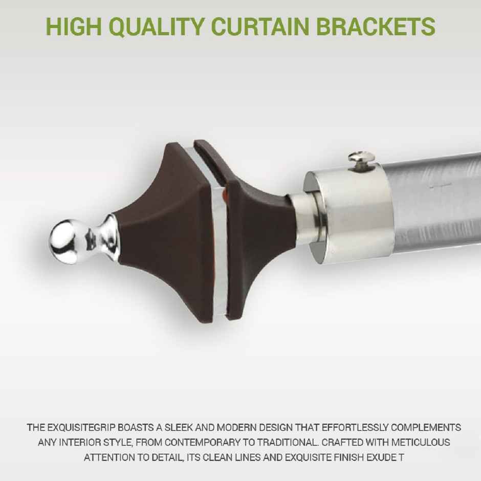 Gloxy SS& ABS Curtain Bracket Parda Holder | Support 1 in Rod Support Fittings | Brown, Pair of 6
