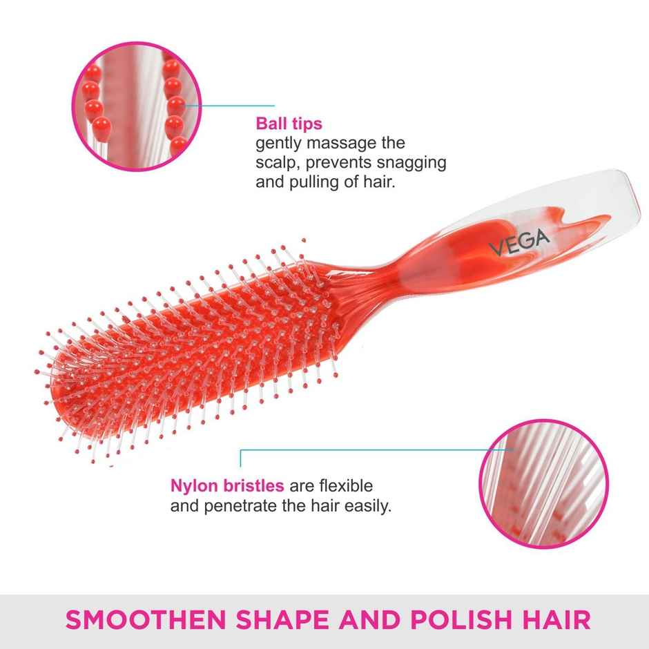VEGA Flat Hair Brush For Men & Women | Color May Vary (R4-Fb )