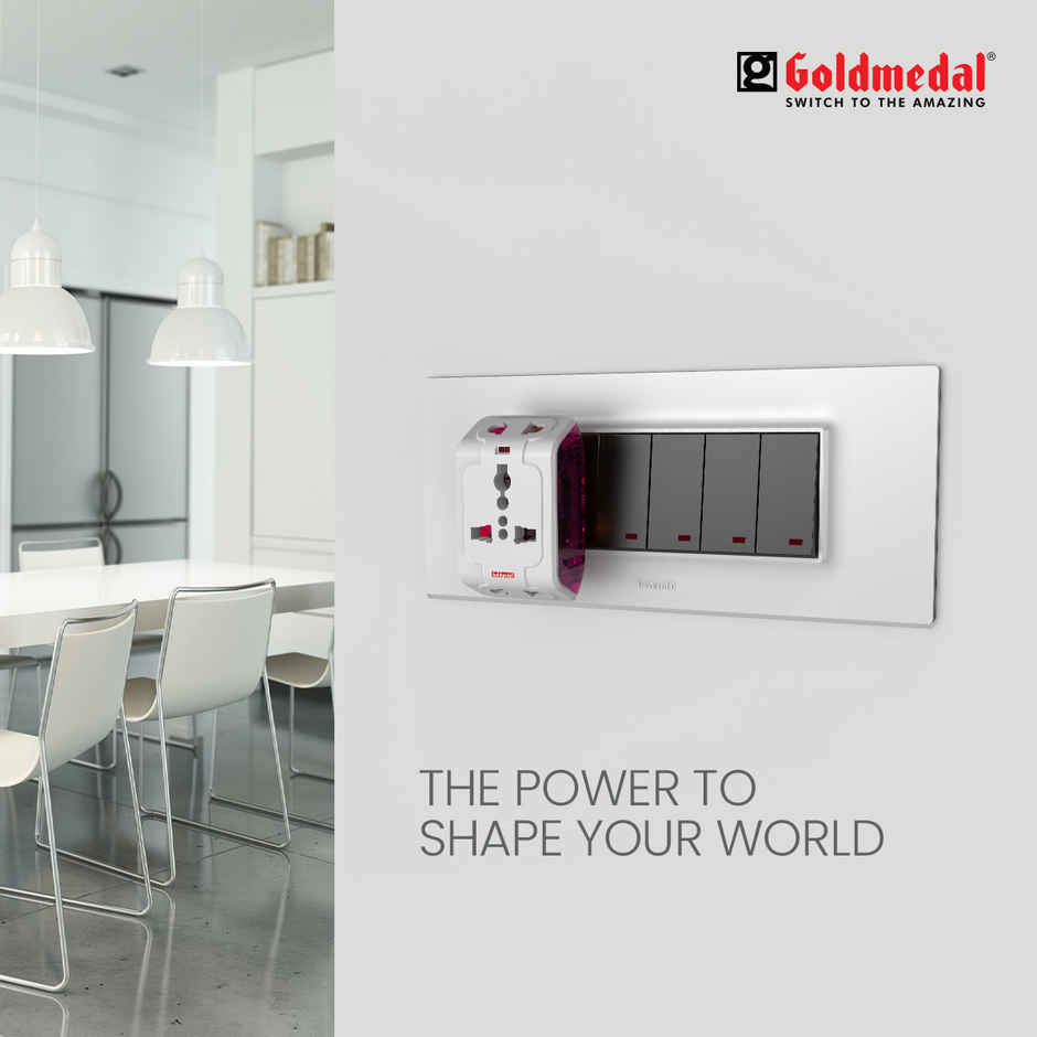 Gold Medal Spice 3 Pin 240V Multi Plug Socket | 10 Amp Adaptor with LED Indicator | Supports 2-Pin&3-Pin Plugs | Multiplug for Home&Office( Laptop/Mobile charger)