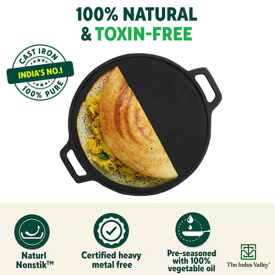 The Indus Valley Pre-Seasoned Cast Iron Tawa for Dosa/Chapathi | 30.2cm/11.8 inch