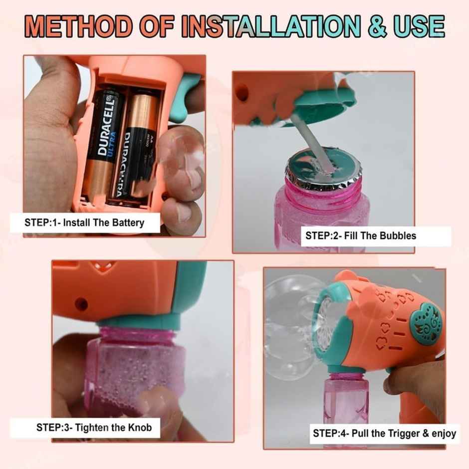 Fablue Multicolor Bubble Gun Toy For Kids - Automatic Bubble Machine - With 1 Bubble Solution