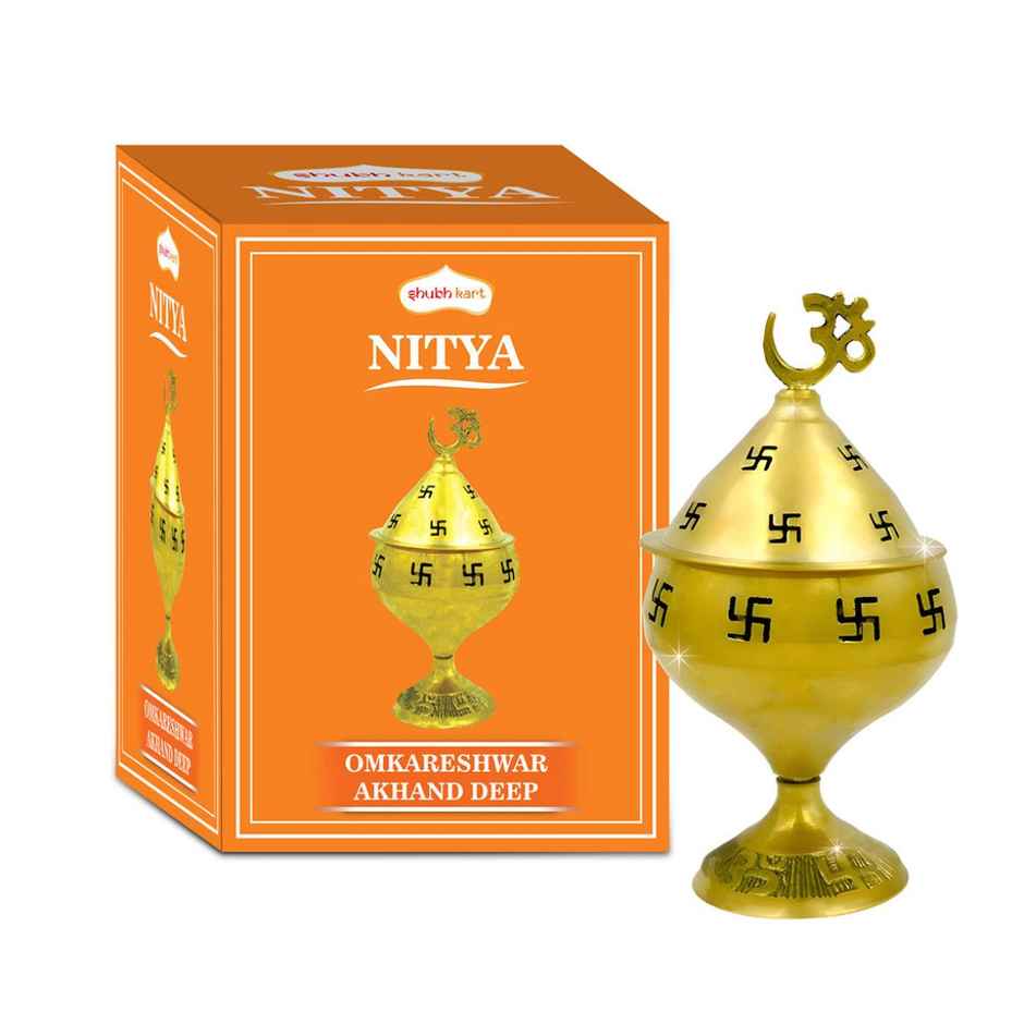 Nitya Brass Omkareshwar Akhand Deep | Gold | Akhand Diya | Shubhkart