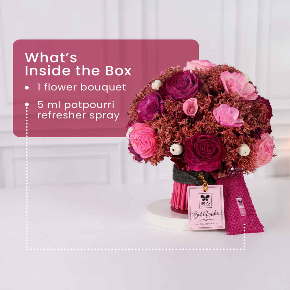 Mini Fragranced Dry Flower Bouquet with Spray | Ideal for Gifting | IRIS