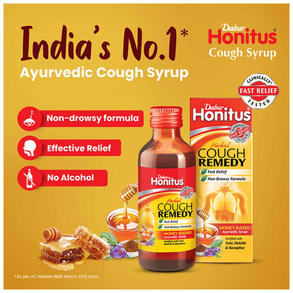 Dabur Honitus Honey Based Ayurvedic Cough Syrup 200mL