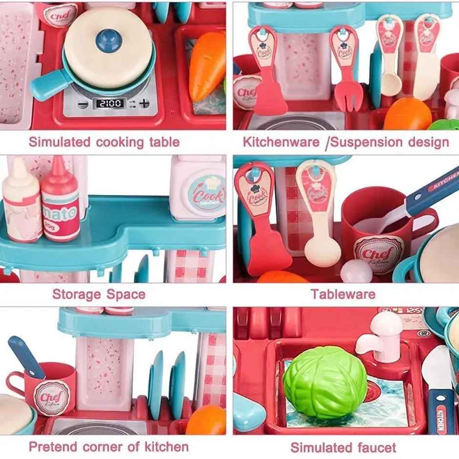 Fablue Portable Kitchen Play Set Toy With Cooking Utensils | For Kids and Girls 3+ Years