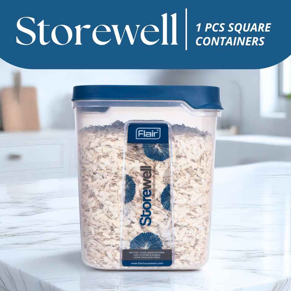 Flair Plastic Storewell Food Storage Containers 8000 ml (Blue), Food Grade, Bpa Free, Spices Grains