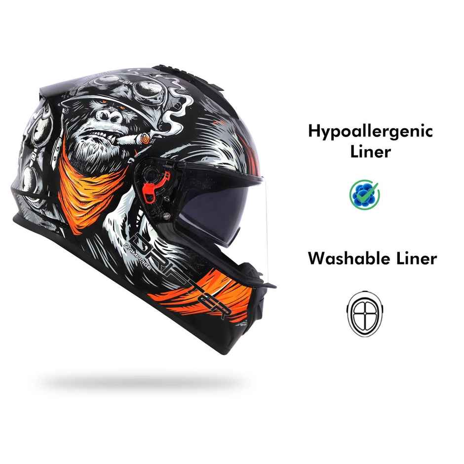 Studds Drifter D3 Rampage ISI-DOT Certified Full Face Helmet|Dual Visor & Spoiler|Black Orange - L
