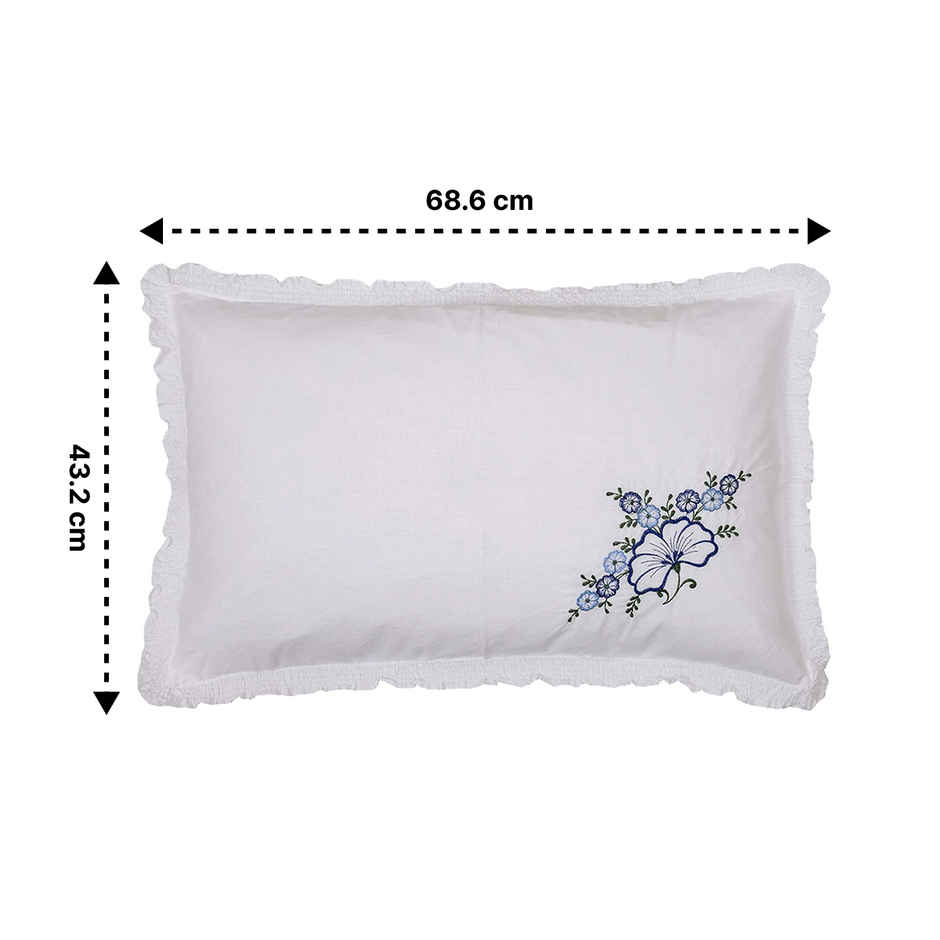 Kuber Industries Embroidered Cotton Pillow Cover Set | 17"x27" | Pack of 2 | White | CTKTC40269